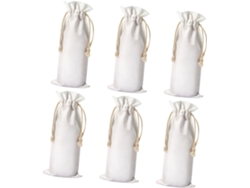 Juego De 6 Bolsas De Lona Reutilizables Para Vino Con Cordón, Elegante Y Portátil.