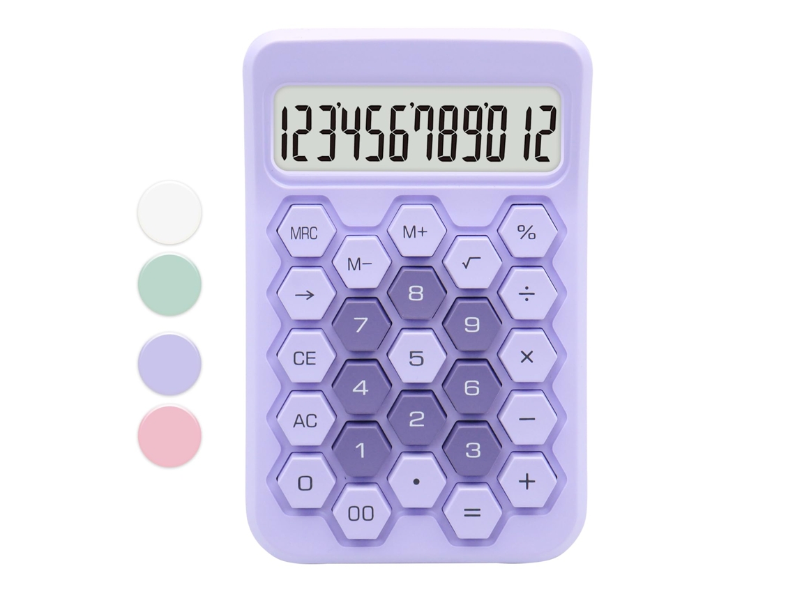 Calculadora básica Csyy con pantalla LCD de 12 dígitos (morada)