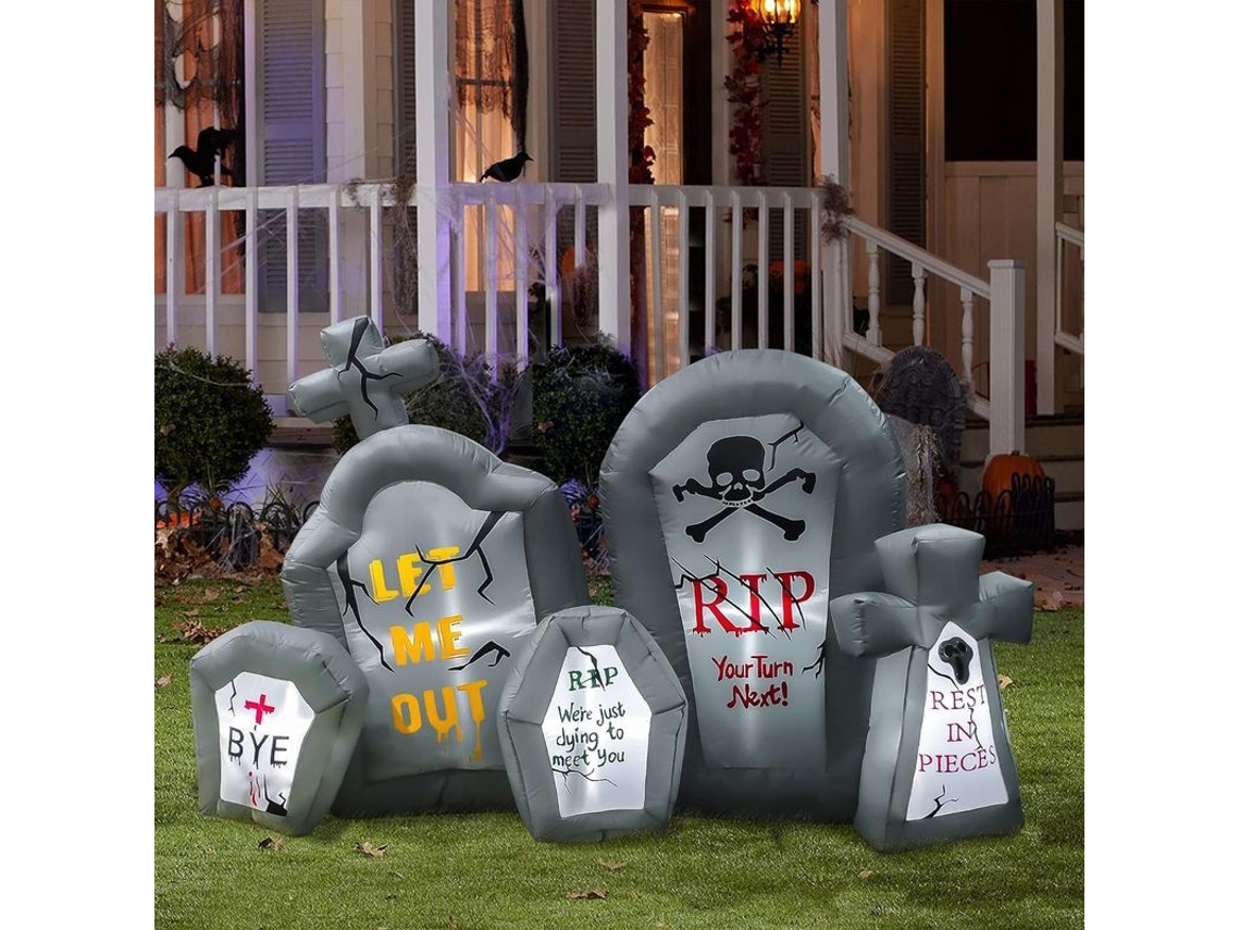 Decoración De Halloween Con Tumba Inflable Y Fantasma Explosivo Con Luces Led Para Jardín, Patio, Interior Y Exterior