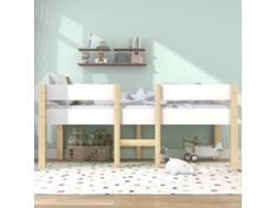 Cama Infantil De 90x200 Con Barandilla De Roble Blanco.