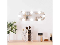 Espejo de pared ovalado con luces LED vidrio 15x40 cm N/A