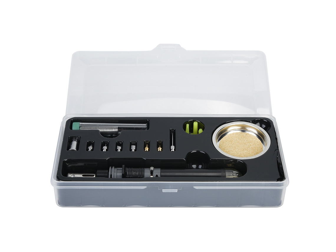 Herramienta de soldadura a gas butano inalámbrica con encendido automático, kit portátil 12 en 1 (gris)