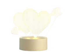 Candeeiro De Mesa Acrílico - Luz Quente Monocromática - Plug-In Usb (Porta-Lâmpada Branco) - Uma Seta No Coração JEIIBRZUI