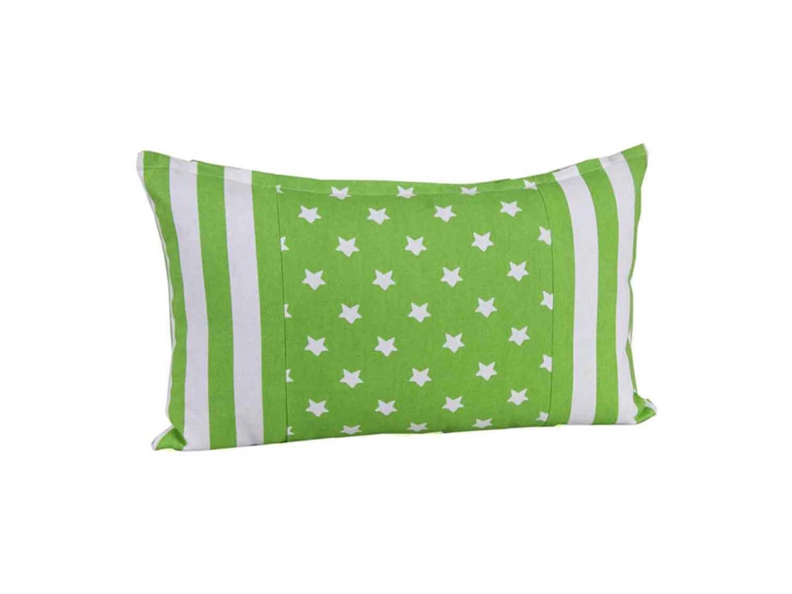 Homescapes Cotton Green Stripe Border Stars Cushion Cover 30x50 Cm