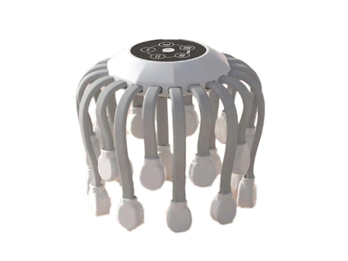 Masajeador de cuero cabelludo con 20 cabezales, vibrador con terapia de luz roja, rascador con forma de pulpo para relajación y alivio del estrés.