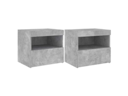 Maison Exclusive - Mesitas De Noche Con Luces Led 2 Uds Gris Hormigón 50x40x45 Cm