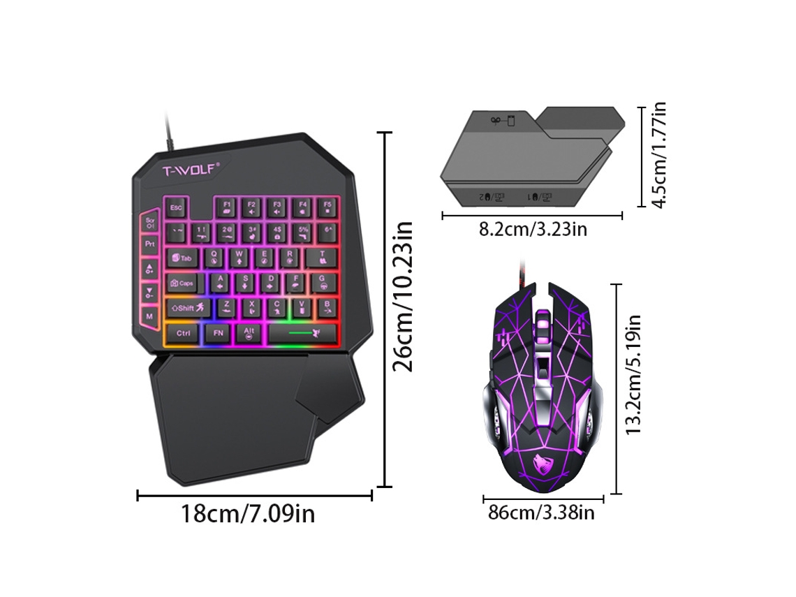 Kit de teclado y ratón Throne de Yuysan para juegos para zurdos
