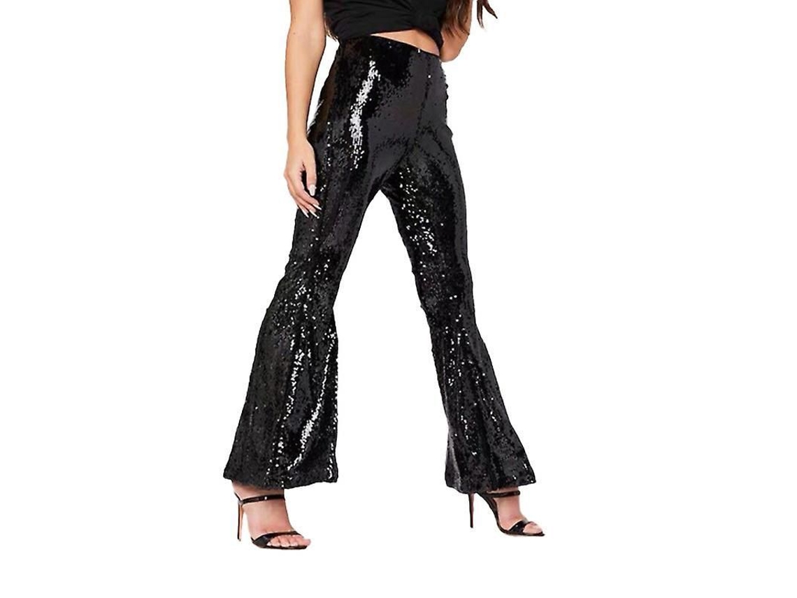 Fasst-leggings Metálicos Brillantes De Pierna Ancha Para Mujer, Pantalones Sexy De Cintura Alta Campana