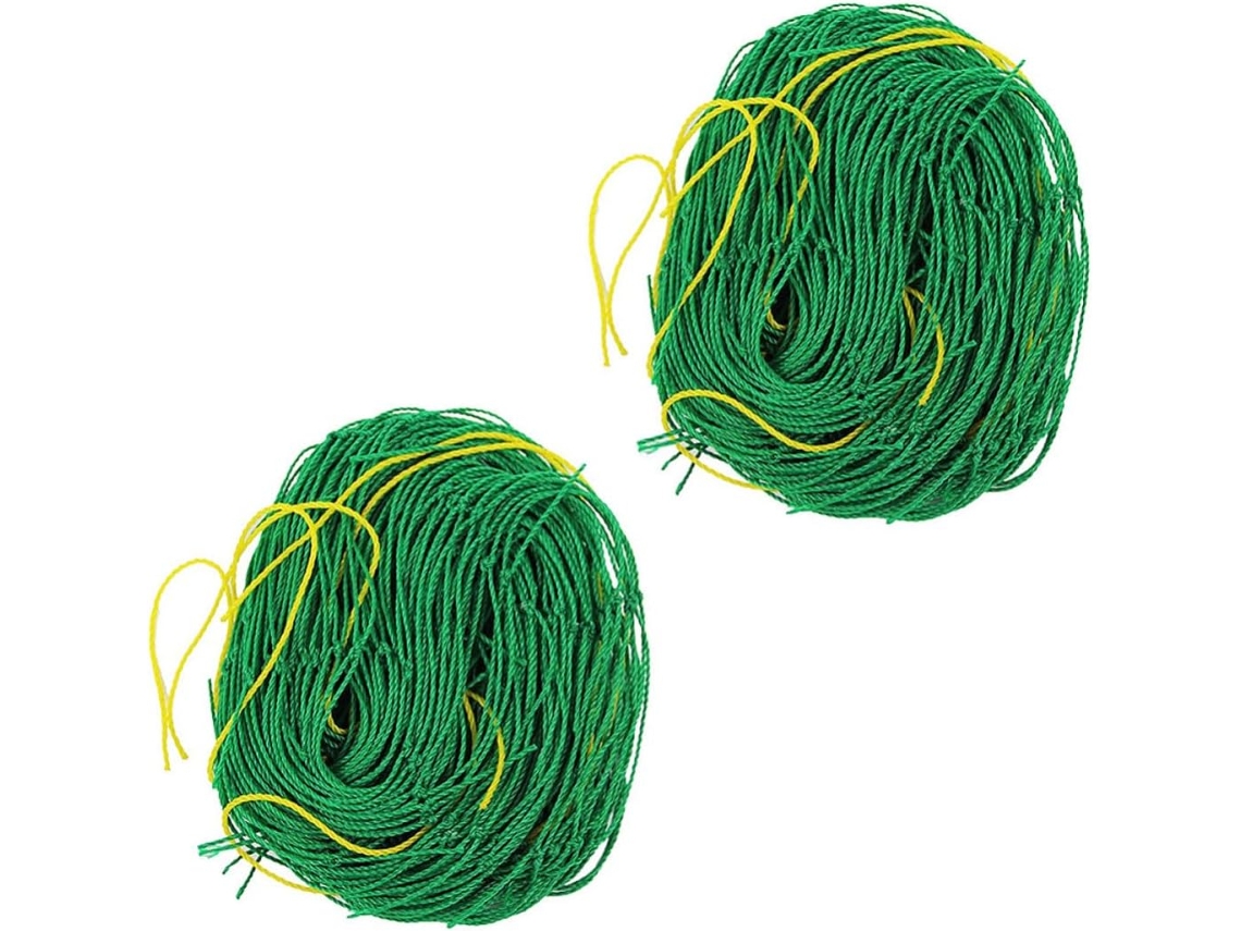 Dos Mallas De Nailon Verde De 1,8 X 1,8 M Para Plantas De Jardín Como Frutales Y Hortalizas Trepadoras. Ahorran Espacio