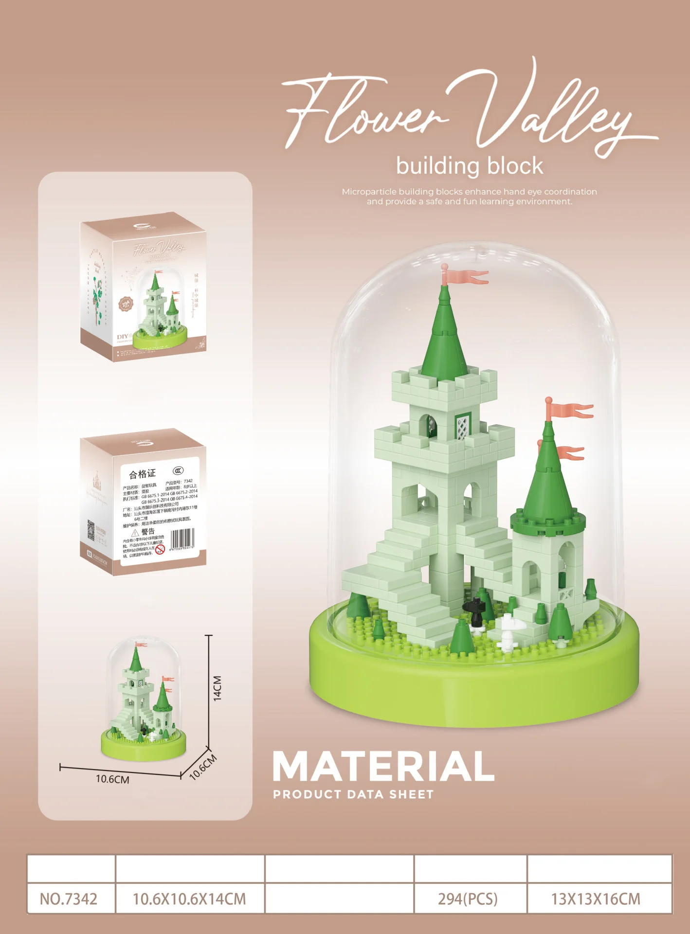 (verde) Mini Bloques De Construcción, Cuento De Hadas Castillo Valle Bloques De Construcción Modelo Juguetes Ensamblados, Regalos Para Los Niños