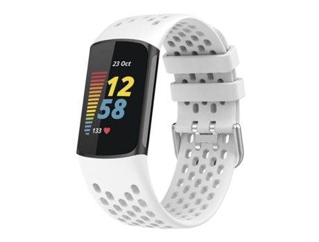 Correa de reloj inteligente para Fitbit Charge 6 Correa de reloj deportivo de silicona transpirable de color sólido (blanco)