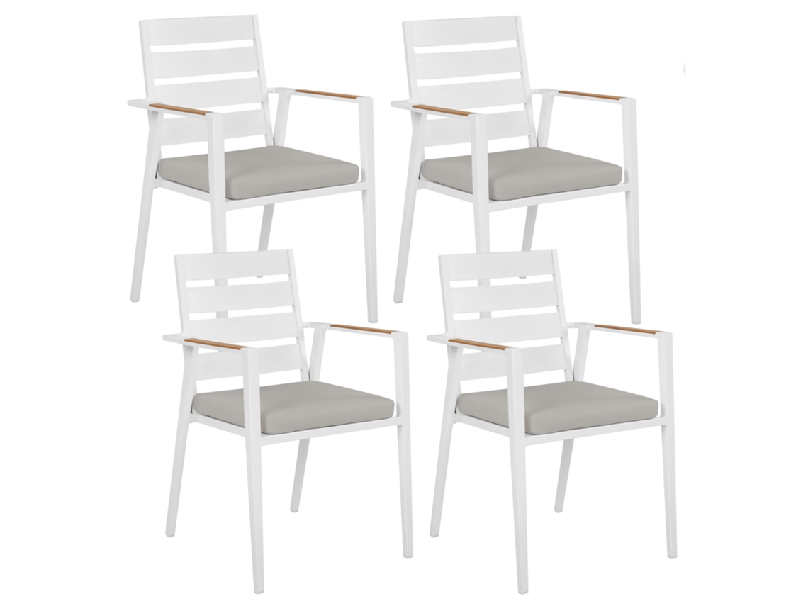 Conjunto de 4 sillas BELIANI Taviano de Aluminio Blanco 54x58x86