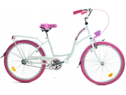 Bicicleta para niña B.active de 24 pulgadas, muy resistente, color rosa y blanco