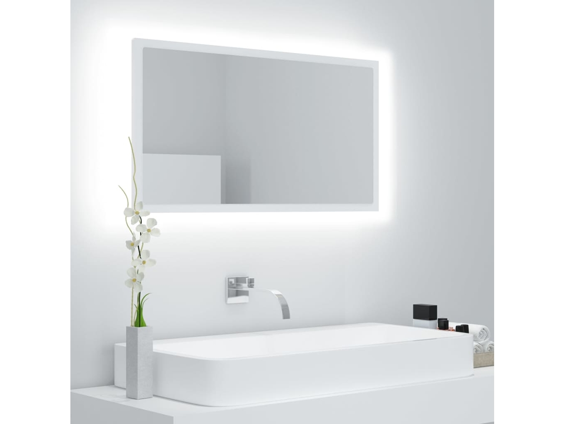 Espejo De Baño Led Acrílico Blanco 80x8,5x37 Cm