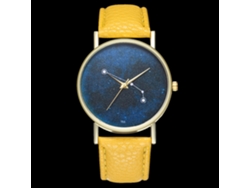 Reloj Casual Mujer Hombre De Cuero Pu Simple Moda Reloj De Pulsera De Quartzo Amarillo