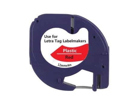 Etiqueta Compatible Dymo Letratag S0721630 12 mm x 4 m 91203 - Negro