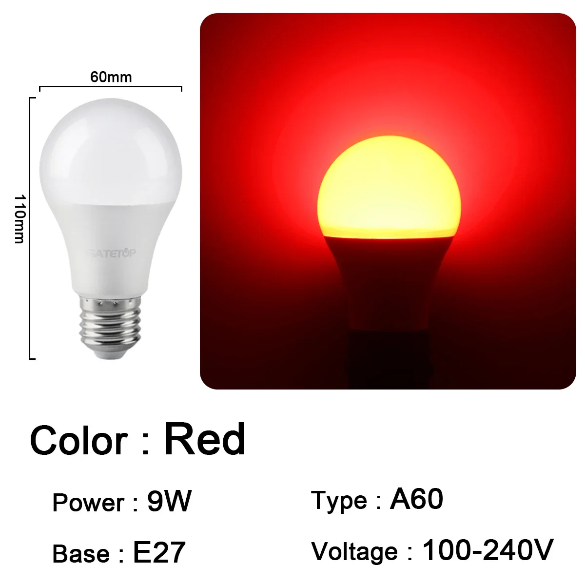 Bombillas Led (a60 E27 Rojas, 8 Unidades), Ideales Para Festivales, Karaokes, Bares Y Escaparates.