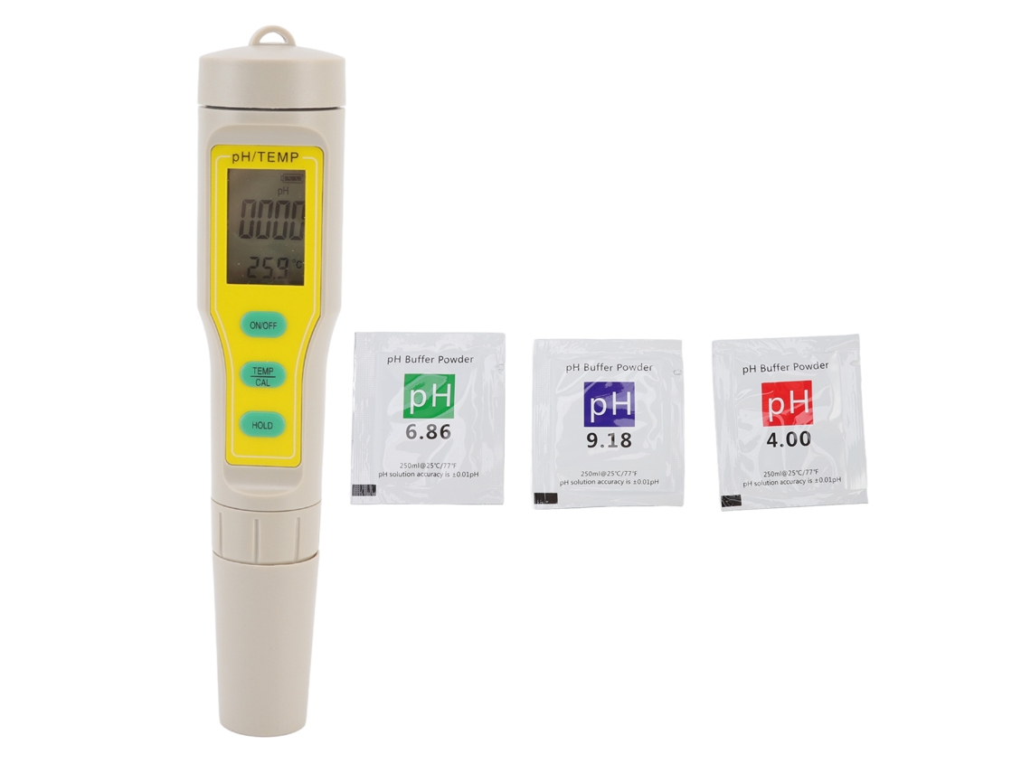 Medidor Digital Portátil E Impermeable De Calidad Del Agua Con Calibración Automática Y Medición De Ph Y Temperatura.