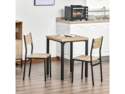 Juego de mesa de comedor/cocina de 3 piezas con sillas, acabado en madera natural negra, compuesto por 1 mesa y 2 sillas.