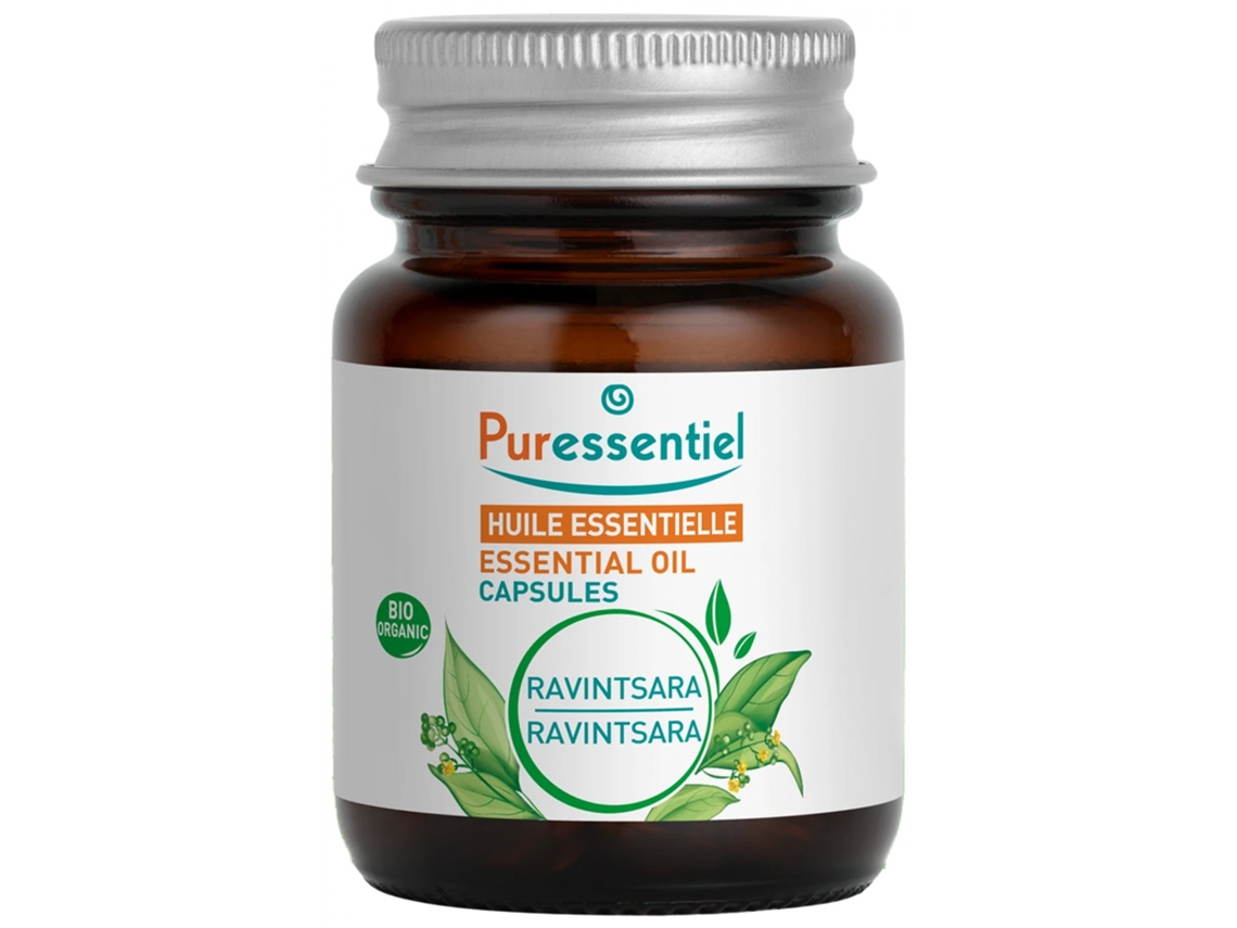 PURESSENTIEL Aceite Esencial de Ravintsara Cannamomum Camphora Ct Cineole Bio 60 Cápsulas