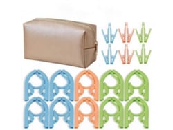 Set Perchas Eifson Plegables Viaje 10 Perchas Con 12 Pinzas + Bolsa (dorado)