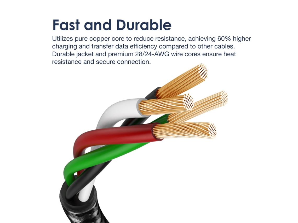 Cable De Carga Triple Trenzado Oraimo De 1,5 M, Nailon, 2,1 A, Micro Usb