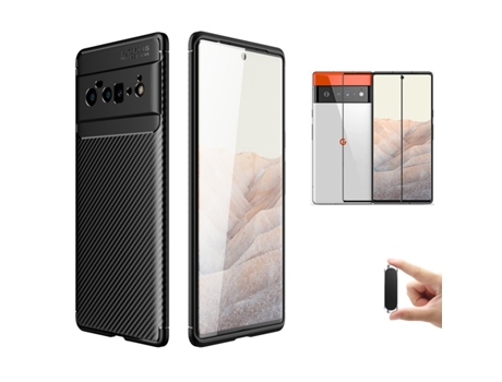 Carcasa + Protector + Soporte Google Pixel 6 Pro Rugged Carbon Negro BD-BT