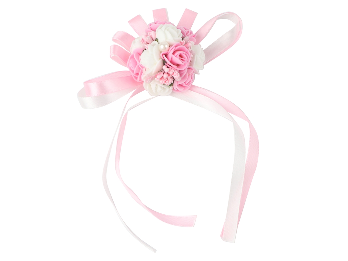 Ramillete Floral Para La Muñeca De La Novia Y Las Damas De Honor - Boda, Fiesta, Baile - Rosa Y Blanco 3
