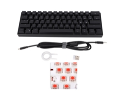 Teclado Mecânico Gamer 61 Chaves Sem Fio Portátil Ergonômico Bateria Recarregável 3 Modos Red Axis