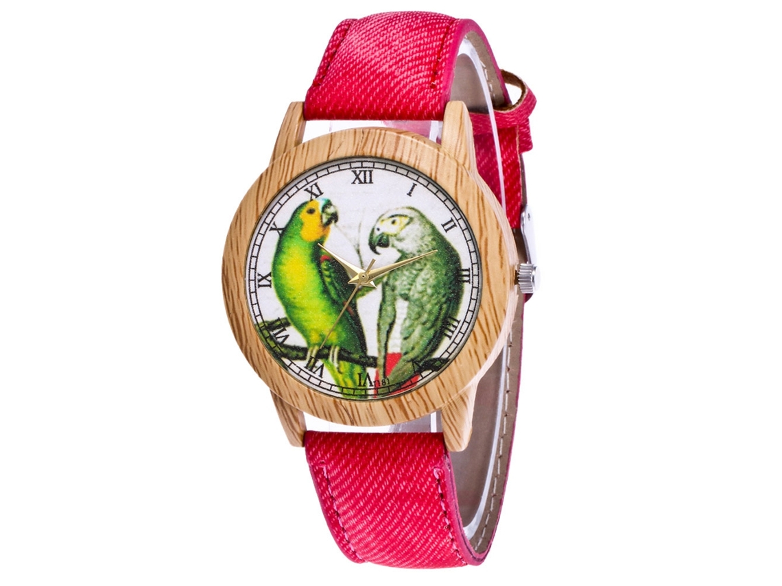 Reloj De Pulsera De Cuarzo Informal Con Correa De Cuero Rojo De Diseño Sencillo Y Moderno.