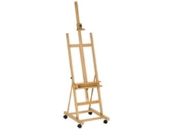 Caballete de artista con altura ajustable, 4 ruedas, color negro natural.