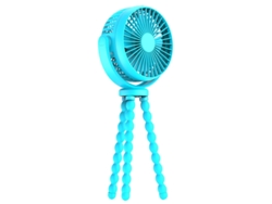 Ventilador de cochecito recargable, giratorio, de mano, flexible, con trípode, 3 velocidades, azul marino.