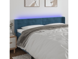 Cabecero Con Led De Terciopelo Azul Oscuro 203x16x78/88 Cm