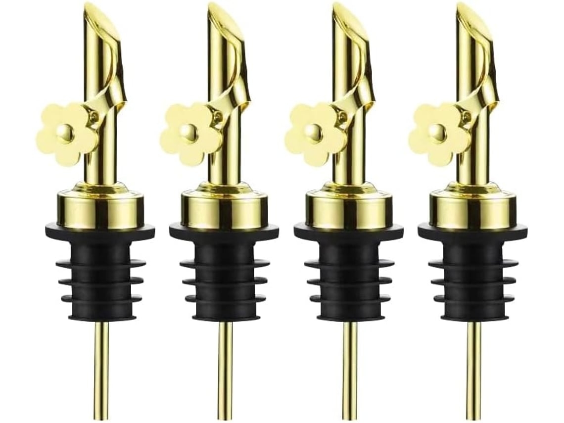 Tapón automático para botellas de vino (paquete de 4), tapón para vino tinto, dispensador de aceite, vertedor de aceite de oliva USHION