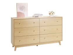 Cómoda de madera clara con 6 cajones metálicos Tekmaquinas