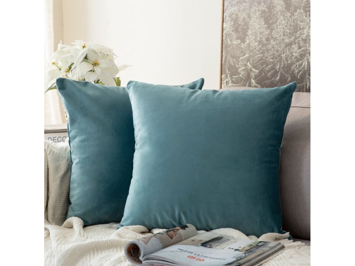 2026-funda De Almohada De Terciopelo Suave 2 Piezas 45x45 Cm Sin Relleno Color Verde Agua Para Sofá Cama Auto