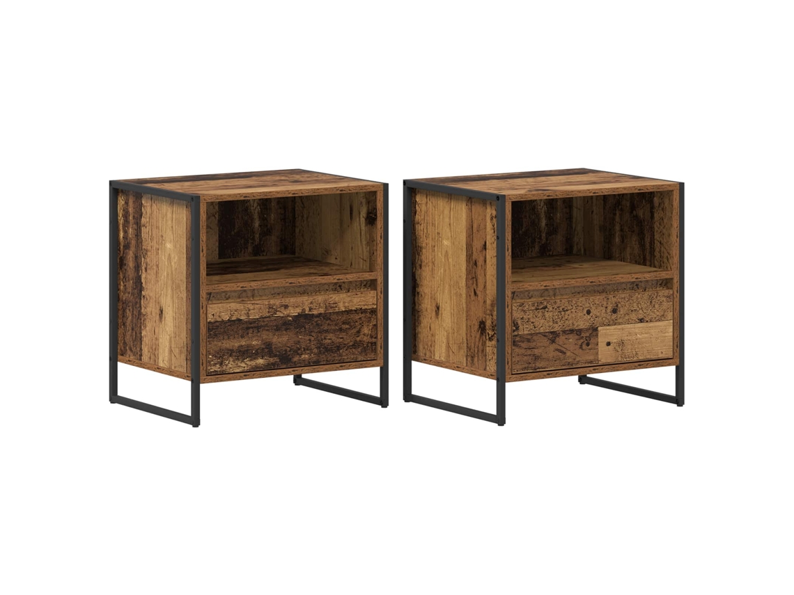 Maison Exclusive - Mesa De Noche Con Cajón 2 Pcs Madera Vieja 50 X 39,5 X 50 Cm