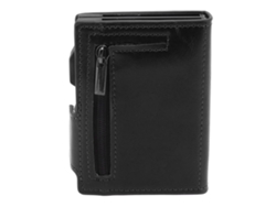 Cartera Antirrobo Fabricada En Aleación De Aluminio Y Piel Sintética, Multifuncional, De Diseño Delgado Con Ranura Para Localizador Ios, Color Negro.