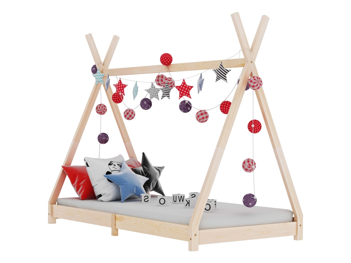 Cama Infantil LOVELY HOME Pino Macizo Marrón (90x200 cm)