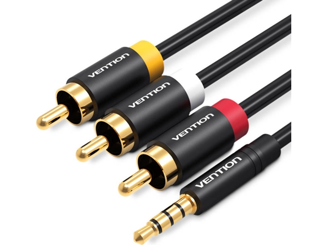 Cable de audio VENTION y Vídeo Jack 3.5mm 3 conectores Macho para 3 RCA Macho de 1.5 m - negro Metalizado