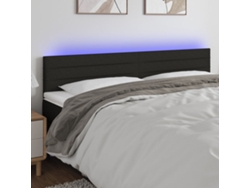 Cabecero Con Led De Tela Negro 180x5x78/88 Cm