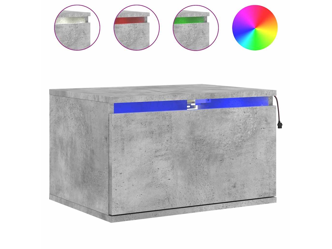Maison Exclusive - Mesita De Noche De Pared Con Luces Led Gris Hormigón