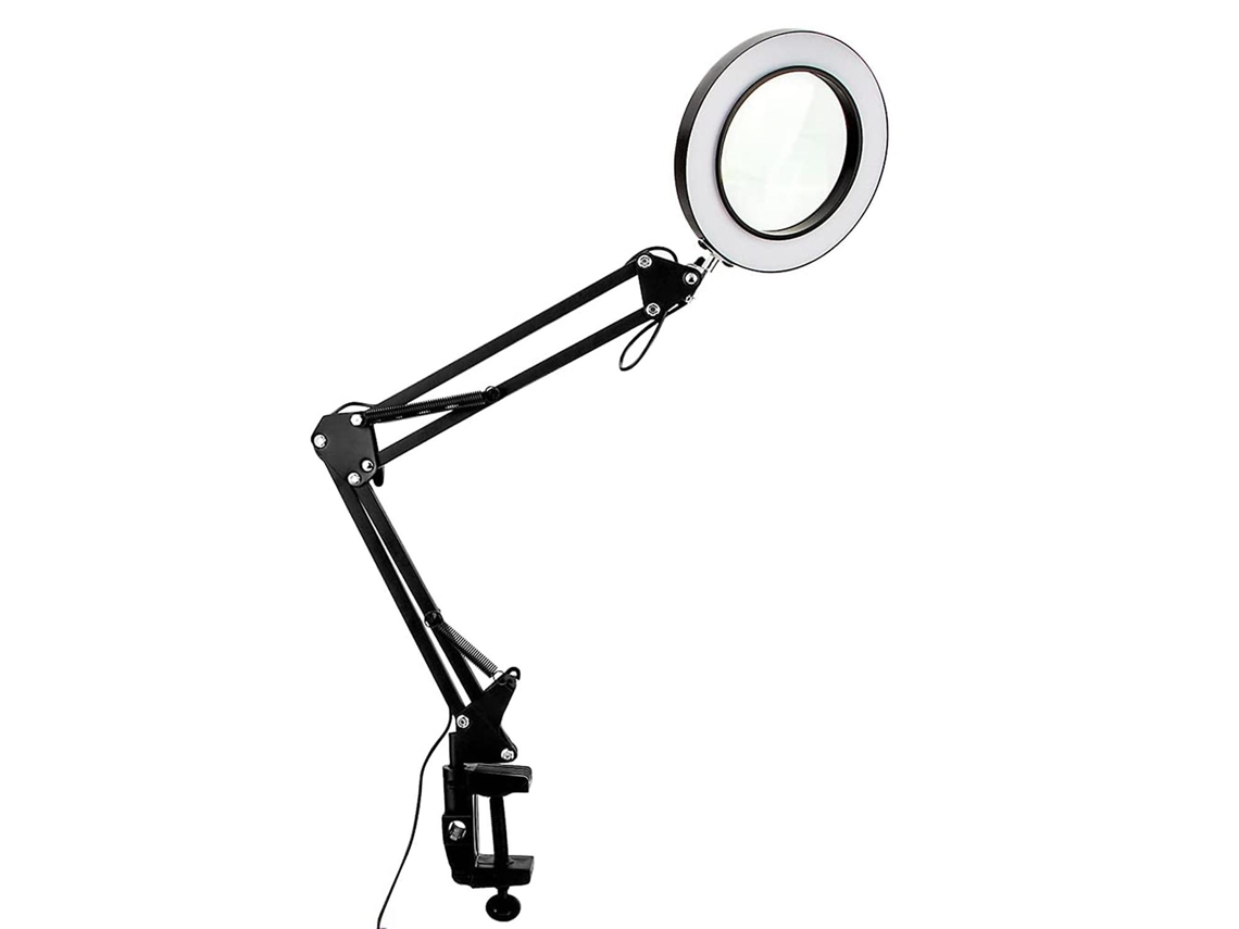 Rebe-lupa De 10x Con Luz Y 3 Modos De Color 10 Brillos Ajustables Lámpara De Mesa Para Trabajos Delicados Negro