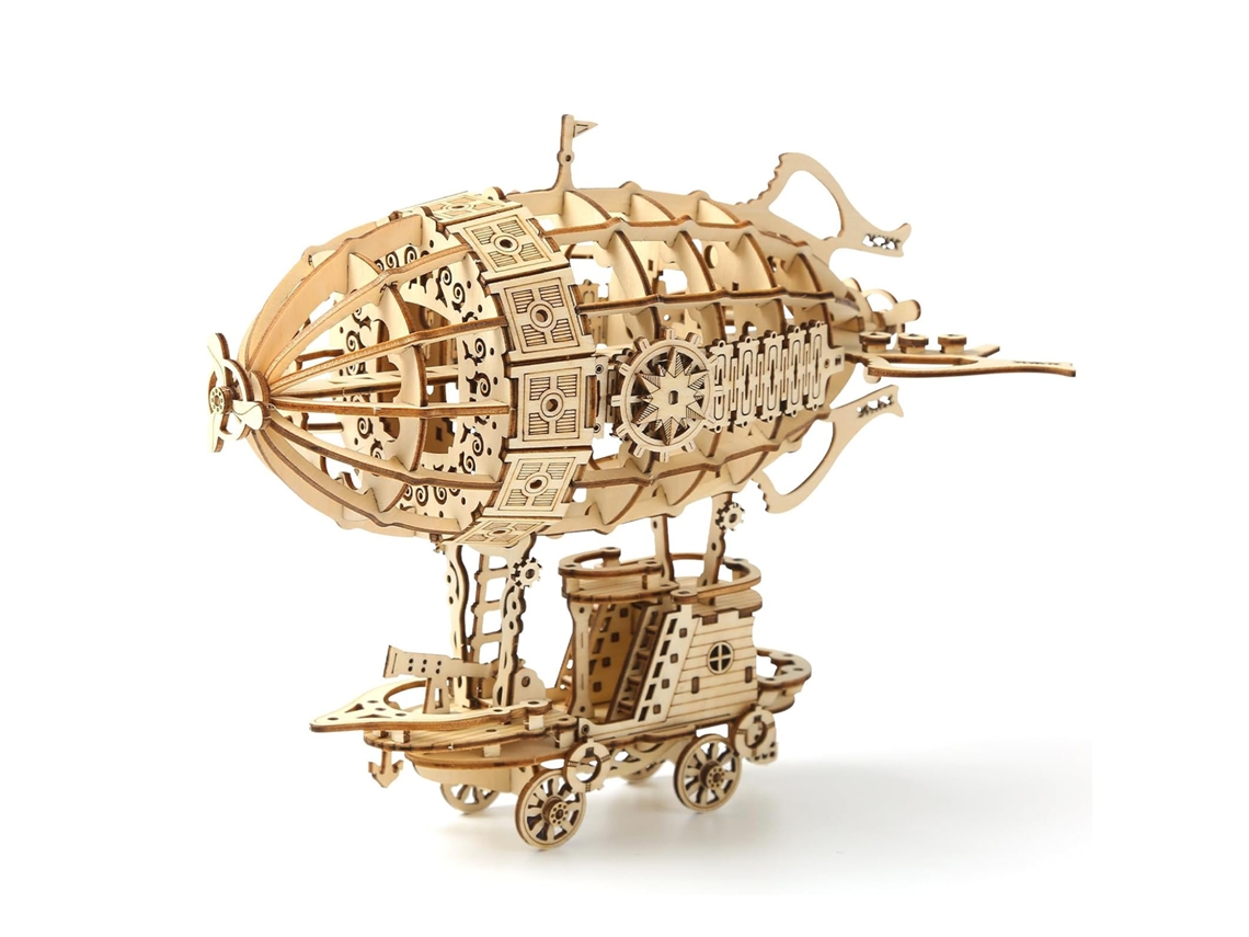 Modelo de madera 3D de un diseño de vehículo aéreo con movimiento mecánico, 160 piezas, DAM