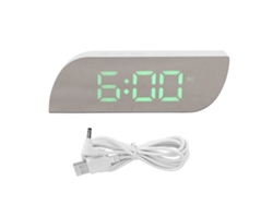 Reloj Digital Led Con Alarma, Conversión 12/24h, Brillo Ajustable, Luz Nocturna, Mesa/noche, Espejo, Ghy-0801verde