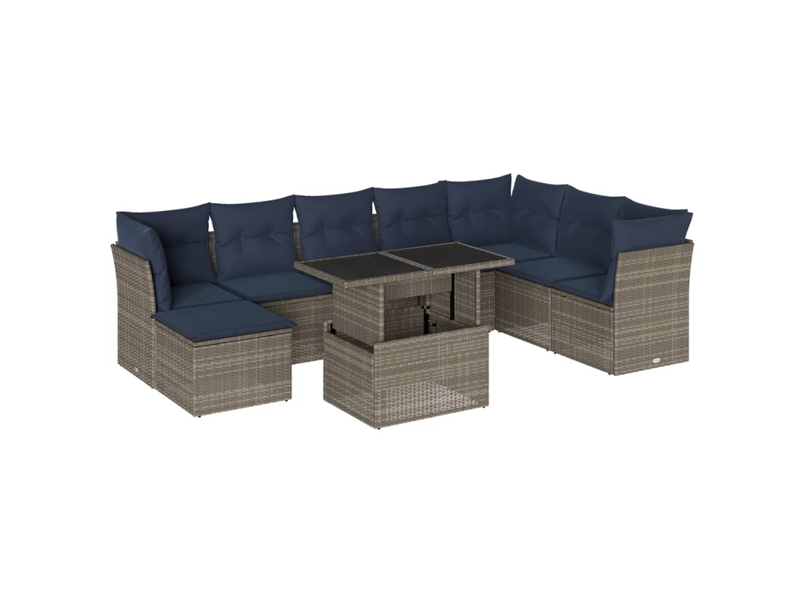 Maison Exclusive - Conjunto De Sofá De Jardín De 9 Piezas Con Cojines, Poliratán Gris