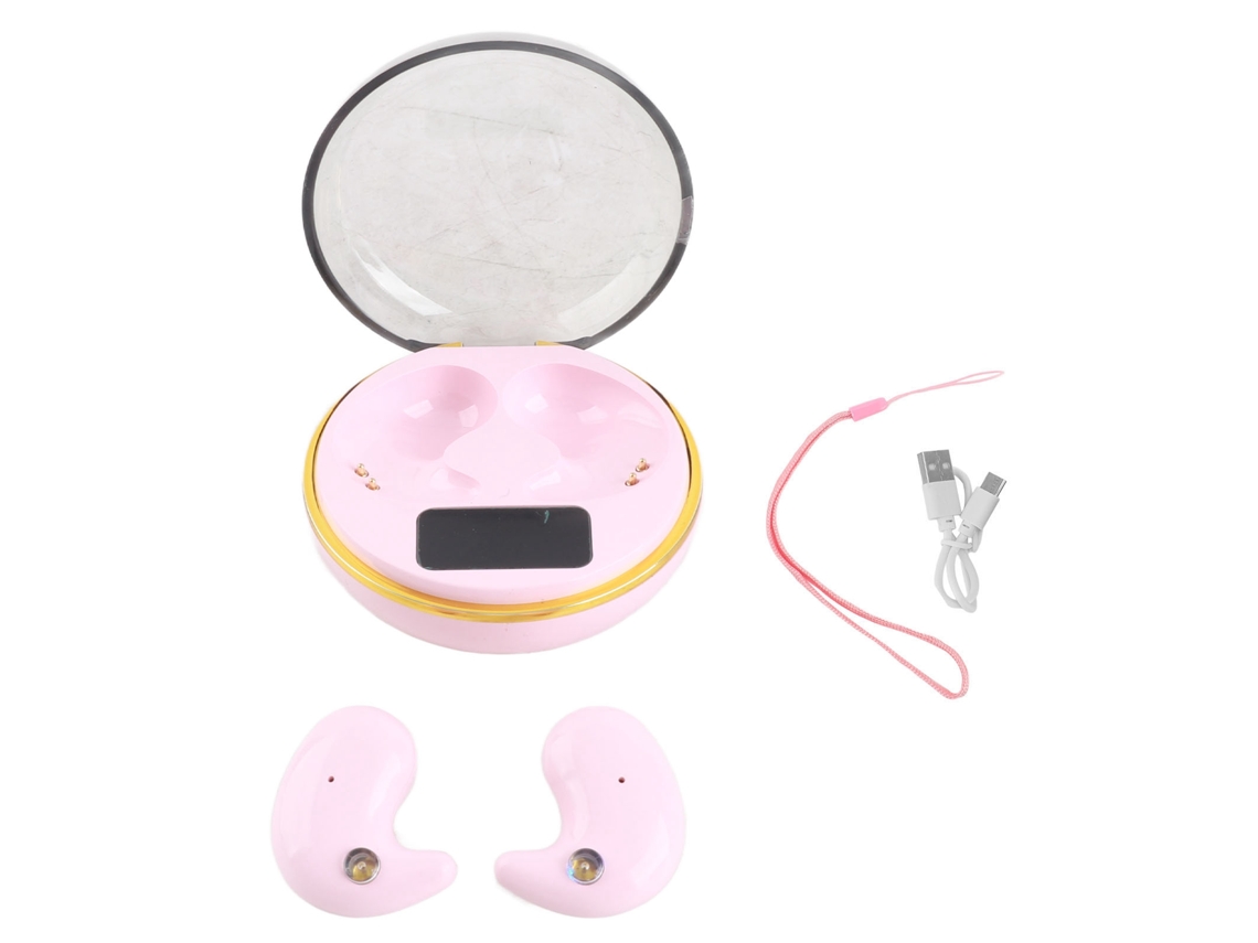 Auriculares Inalámbricos Bluetooth Con Estuche De Carga Y Pantalla Digital Rosa Para Dormir, Trabajar Y Escuchar Música.