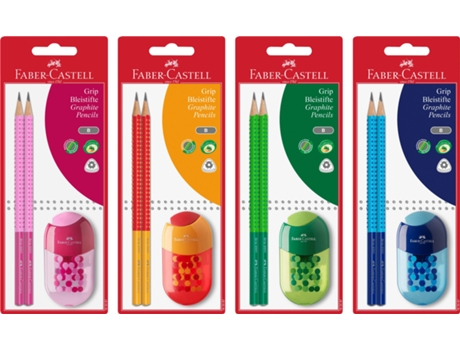 Conjunto 2 Lápis + Apara Lápis com Boracha Faber Castell