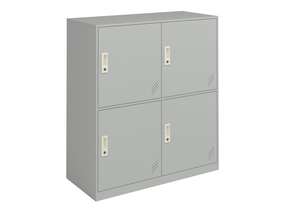 Casillero Metálico Rautavaara 4 puertas con cerradura acero 100x90x40cm - Gris pálido [EN.CASA]