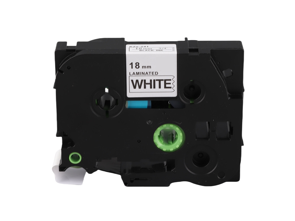 Cinta laminada para etiquetadora, 18 mm, negro sobre blanco, para Tze-241/641 Pt-18rz/pt-e300